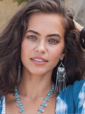 Boho Beaded Dangle Earrings "Slinky Sparkle" by Cowgirl Confetti NEW Silver Tone